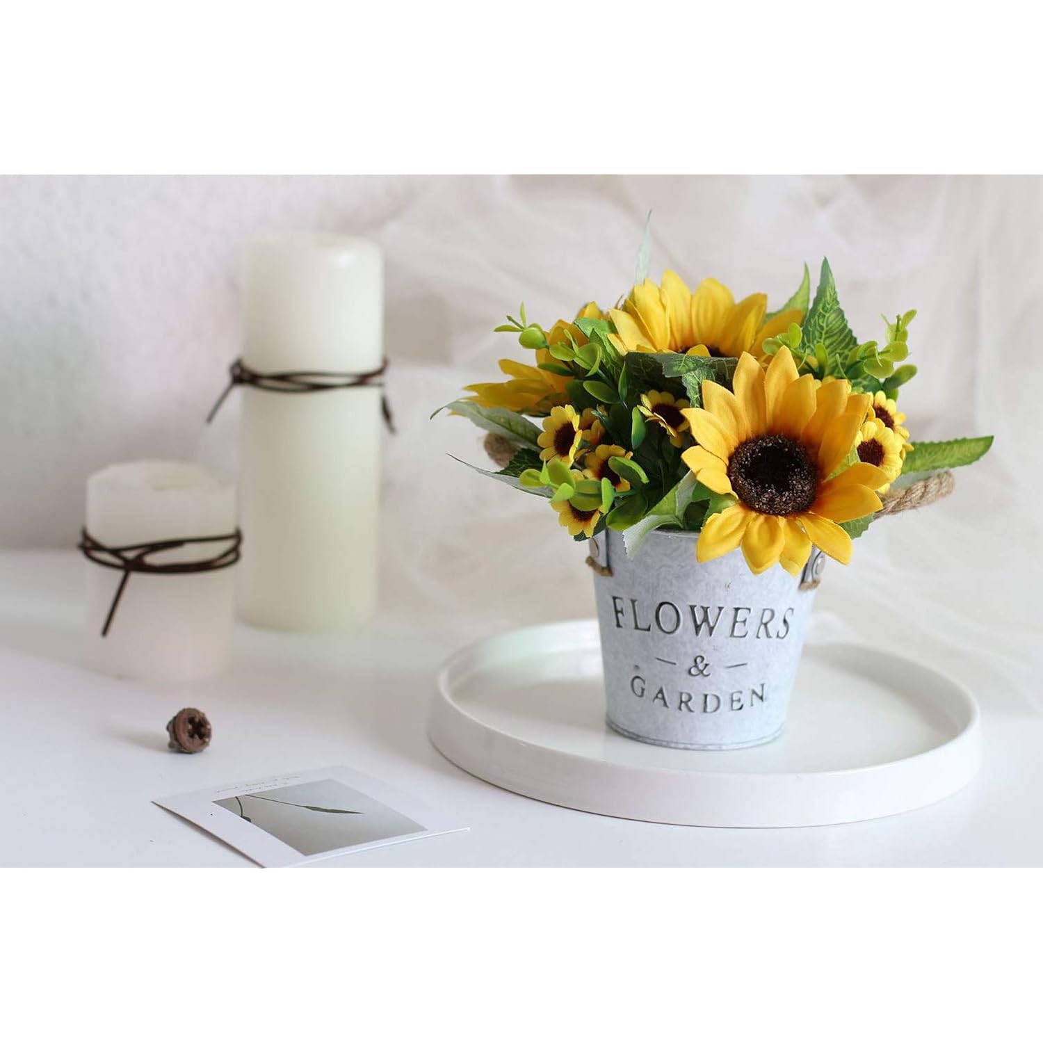Potted Artificial Sunflowers Bonsai Silk Sunflower With Pot Fake Flower Arrangements For Home Office Restaurant Table Windowsill Decor