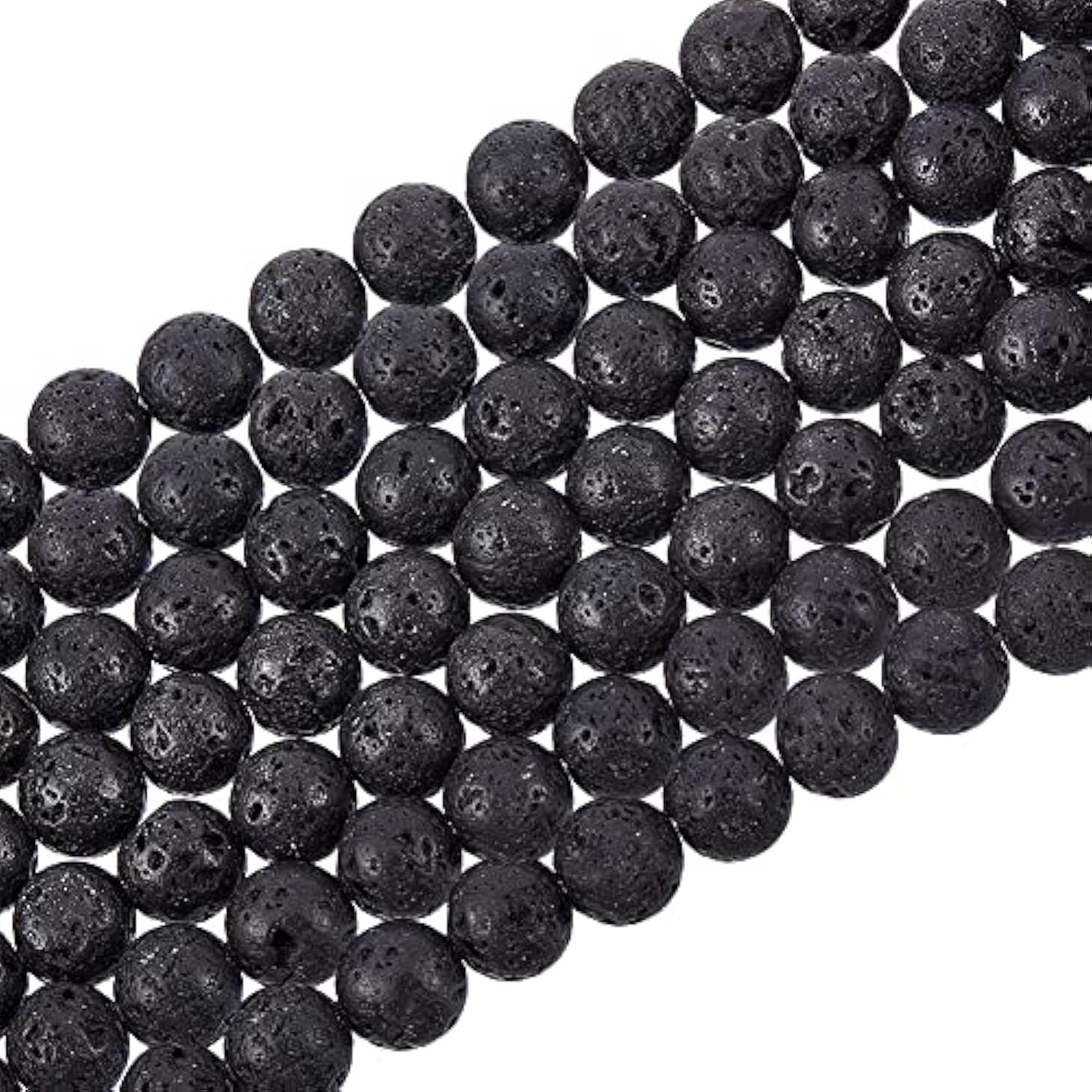 470pcs 8mm Lava Beads – Natural Black Volcanic Rock Beads for Jewelry Making