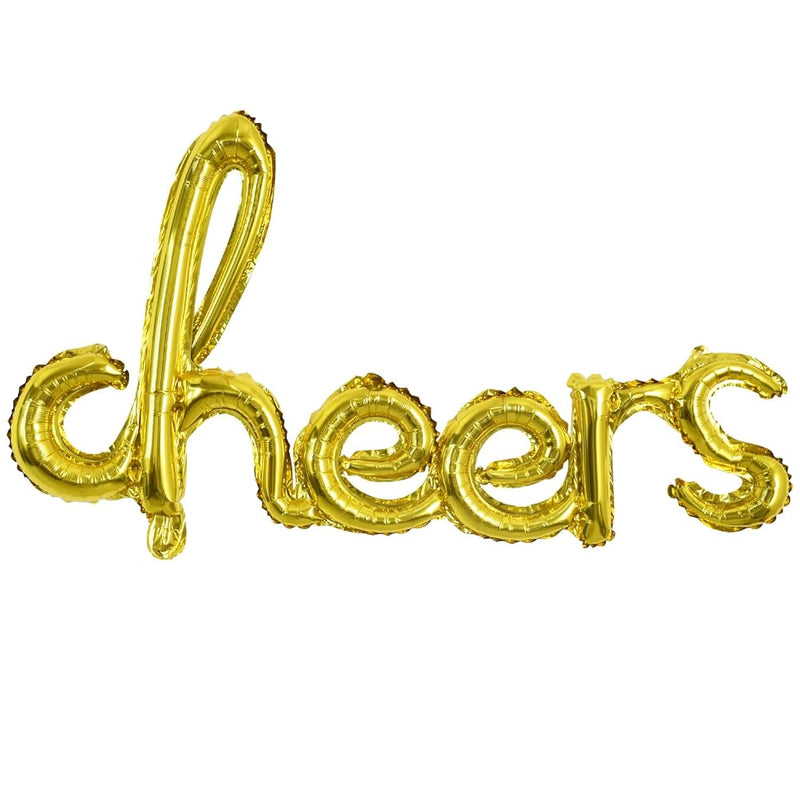 Cheers Letter Balloons - 16 Inch Gold Cheers Foil Celebration Banner R