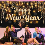 XL Happy New Year 2026 Banner 72x44in Backdrop Party Decorations