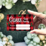 Guess How Many Christmas Theme Party Game Cards Kit (1 Standing Sign + 50 Guessing Cards), Funny Circular Santa Claus Theme Party Game Cards Festive Activity Party Raffle Insert Ticket