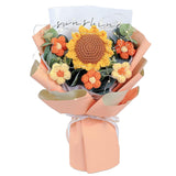 Crochet Flower Sunflower Bouquet - Handmade Artificial Flower For Festival Wedding Graduation Anniversary - Knitted Sunflower Bouquet For Women (Orange)