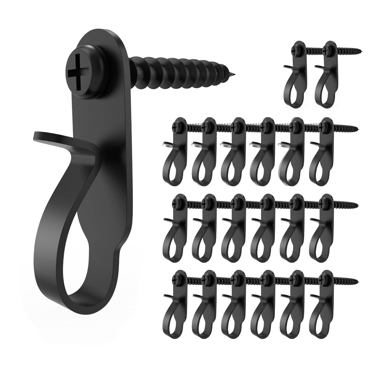 Light Hanger Hooks,Screw Hooks For Hanging Christmas Light,Light Wire And Led Fairy Led Light Clips,Stainless Steel,Black,40 Pack