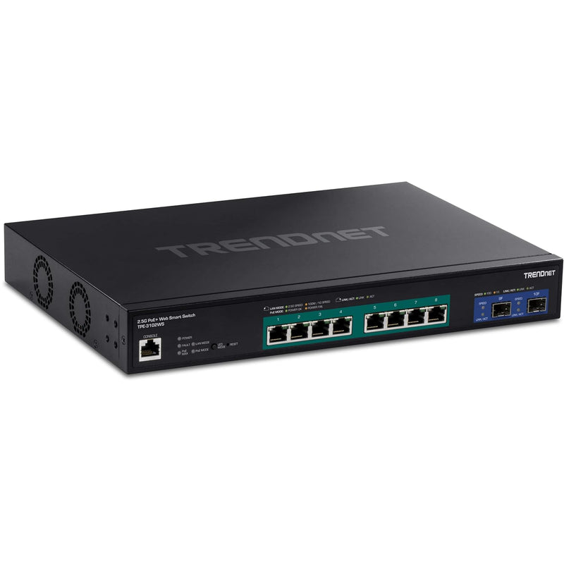 TRENDnet 10-Port Multi-Gig Web Smart PoE+ Switch, 8 x 2.5GBASE-T PoE+ Ports, 2