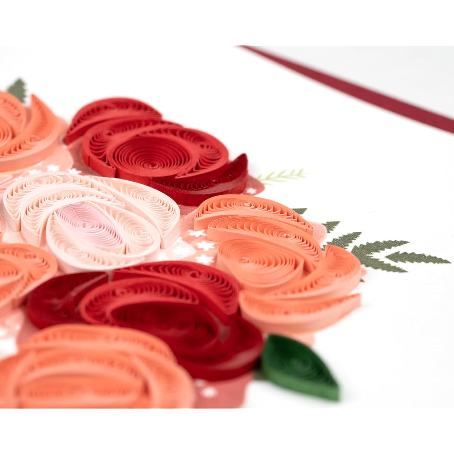 Handmade Quilled Valentine'S Day Bouquet Greeting Card – 6X6 Inch Blank Card With Envelope – Fair Trade Verified – Unique Paper Art Keepsake For A Loved One