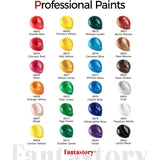 Acrylic Paint Set 24 Classic Colors(2Oz /60Ml) With 12 Brushes, Professional Craft Thick Paints Kits For Adults, Canvas Wood Fabric Ceramic Rock Painting Supplies [Professional Series]
