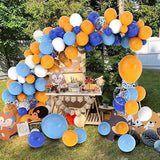 127pcs Blue Orange Balloon Garland Kit Arch with Confetti for Birthday Baby Shower Decor