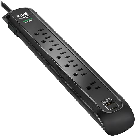 TLP76BUC Surge Protector Power Strip 7 Outlets USB Ports 1500J 6 Ft Flat Plug