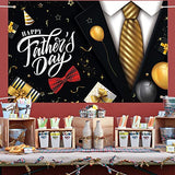 Happy Father's Day Backdrop Banner Decoration, 70.9 x 45.3In Large Size Black and Gold Background for Father's Day Decor, Dad Banner Photo Backdrop for Holiday Birthday Party Supplies
