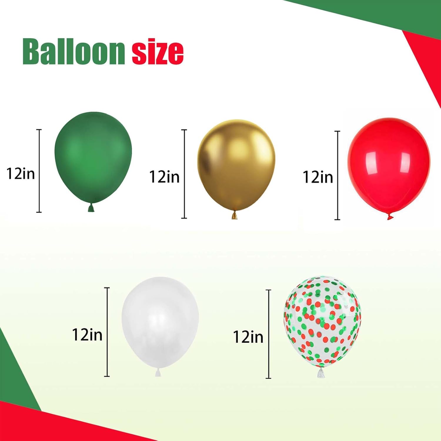 60Pcs Gold Red And Green Balloons,12 Inch Christmas Balloons Green Red And Gold Balloon Arch Kit,Suitable For Birthday Wedding Festival Christmas Party Decorations