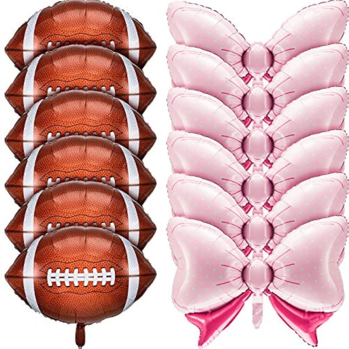 12 Pieces Gender Reveal Football Balloons Includes 6 Pink Bow And 6 Football Foil Balloons Decoration Supplies Party Accessories For Gender Reveal Party, Baby Shower, Birthday