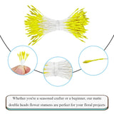 1000Pcs 1Mm Light Yellow Pearl Double Head Flower Pistil For Flower Making Scrapbook Decoration Mini Handmade Artificial Pistil Pearlized Floral Stamen Pollen
