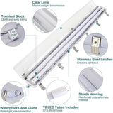 6 Pack 4FT LED Vapor Tight Lights 40W 5600LM 5000K IP65 Surface Mount Fixtures with T8 Tubes