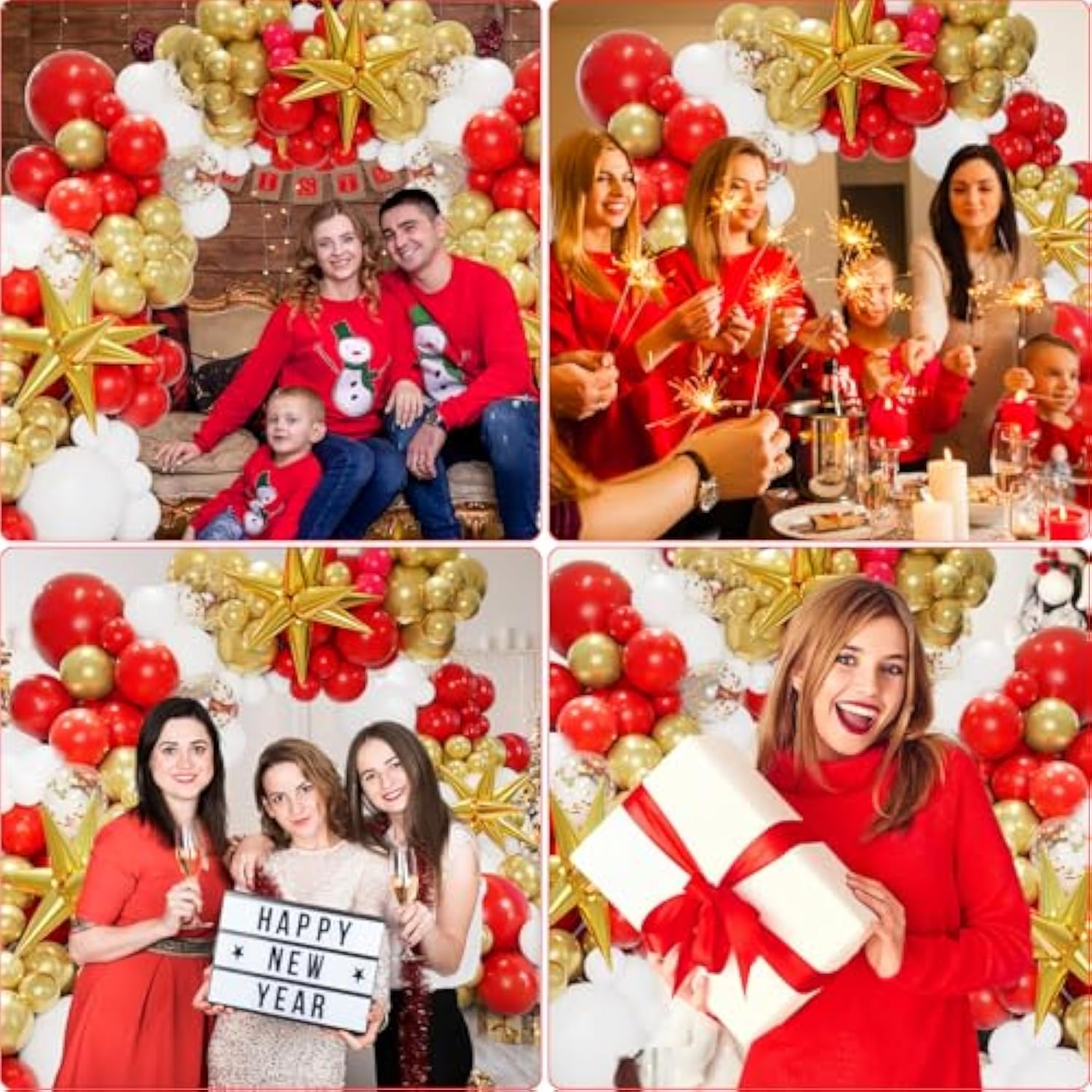 161Pcs Red Gold And White Balloons Garland Arch Kit - 5/10/12/18In Red, Gold, White, Explosion Star Balloons For Valentine'S Day Birthday Engagements Anniversary Party Decoration