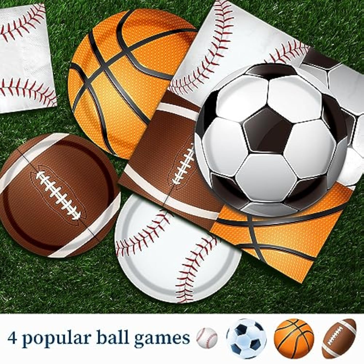 Sports Party Supplies for 20 – 142PCS All-Star Theme Plates, Napkins & Tableware Set