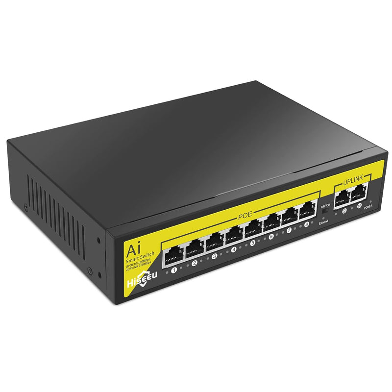 1000 Mbps 8 Port Poe Switch (8 Poe+ Ports + 2 Ethernet Uplink Ports), 802.3 Af