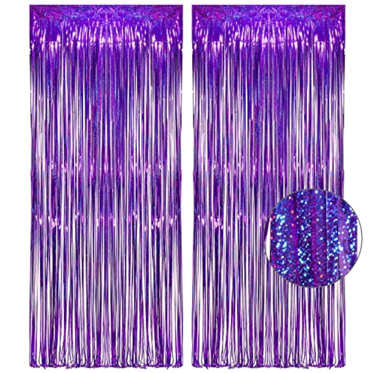 Purple Tinsel Foil Curtain Party Backdrop 1M x 2.5M Pack of 2