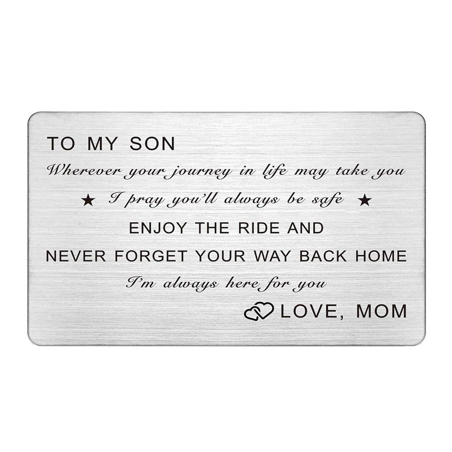 To My Son Gifts From Mom, Birthday Gifts For Son From Mom, Christmas Gift For Boys, Engraved Wallet Card