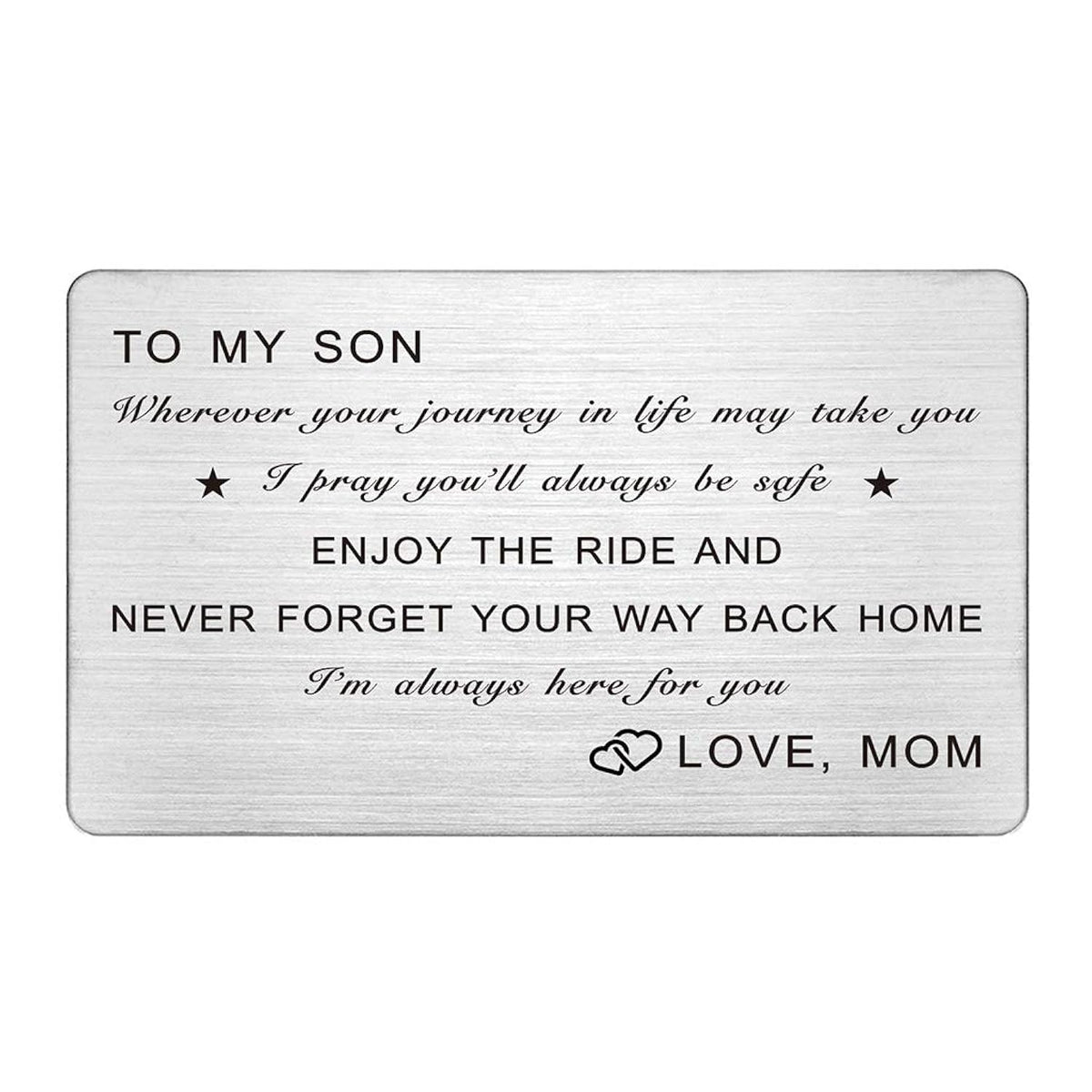 To My Son Gifts From Mom, Birthday Gifts For Son From Mom, Christmas Gift For Boys, Engraved Wallet Card