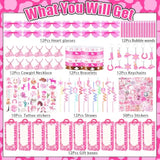 145Pcs Cowgirl Party Favors - 12 Guests Set | Pink Goodie Bag Stuffers For Kids Girls' Birthday | Pinata Filler & Classroom Rewards