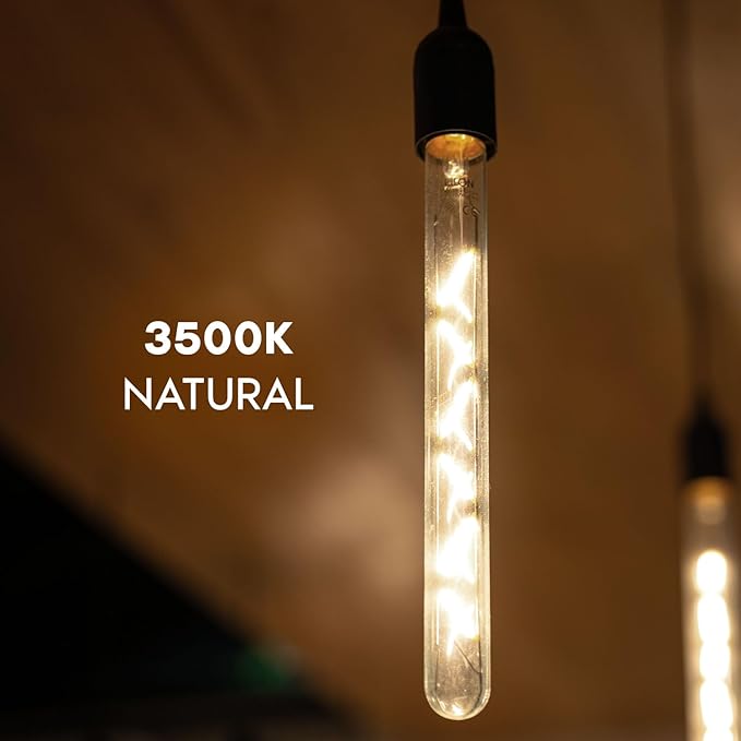 Vintage T9 Long LED Tube Bulbs E26 3500K Natural White Dimmable Edison Filament Bulbs 4 Pack