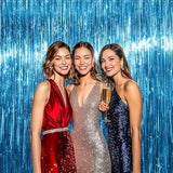 10pcs Aquamarine Foil Fringe Curtain Metallic Streamer Party Backdrop Decorations