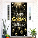 Happy Golden Birthday Banner, Golden Birthday Door Banner Decorations, 5Th 6Th 21St 24Th 25Th 28Th 30Th 50Th 60Th Bday Party Sign