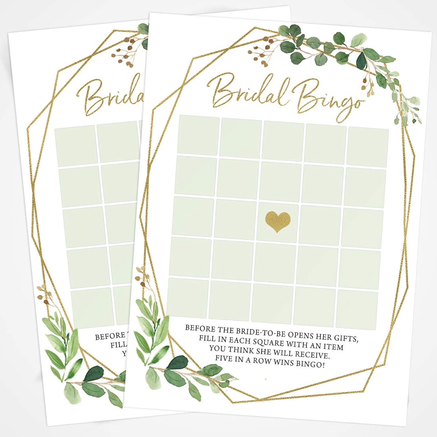 Bridal Shower Games – Bingo Game With Blank Squares To Guess The Bride’S Gifts, Fun Wedding Shower Activity, Botanical Greenery Theme, 50 Guests