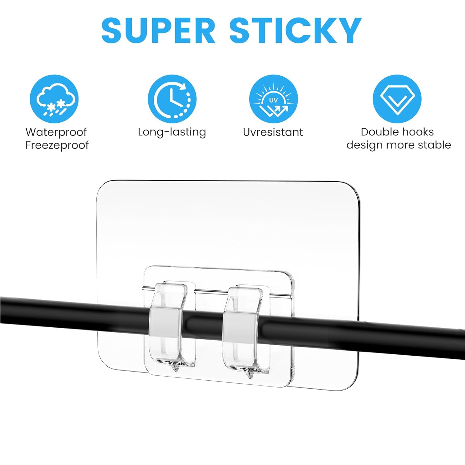 Hooks For Outdoor String Lights Clips,30Pcs Heavy Duty Adhesive Light Hooks For Hanging Christmas Light,Weather Resistant Outside Uv-Resistant Waterproof, No Tools, Clear,Outdoor Christmas Décor