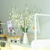 Orchids Artificial Flowers, 10 Bunches Fake Silk Flowers For Decoration, Long Stem Artificial Flowers For Tall Vase Home Decor Indoor - White
