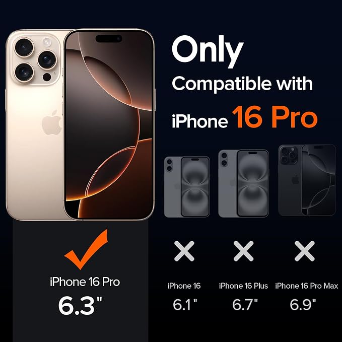 3 in 1 Case for iPhone 16 Pro 6.3 Inch Gold Luxury Protective Cover