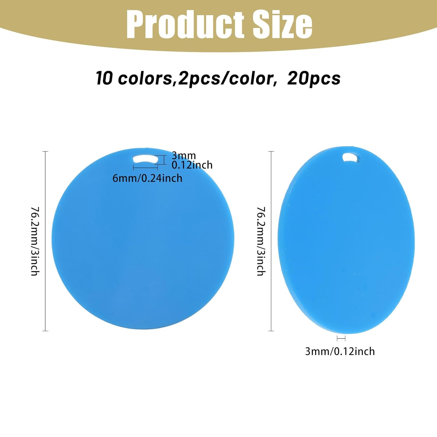 20 Pcs 10 Colors 3 Inch Acrylic Circle Blanks With Hole Multicolor Acrylic Circles Unfinished Round Plastic Sheet For Vinyl Cutting Diy Projects Paintings Sign