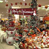 Large Merry Christmas Banner, Red Buffalo Plaid Xmas Sign With Snowman Xmas Tree Pattern For Christmas Party, Outdoor Indoor Decoration, 9.8 X 1.6 Feet (Buffalo Plaid)