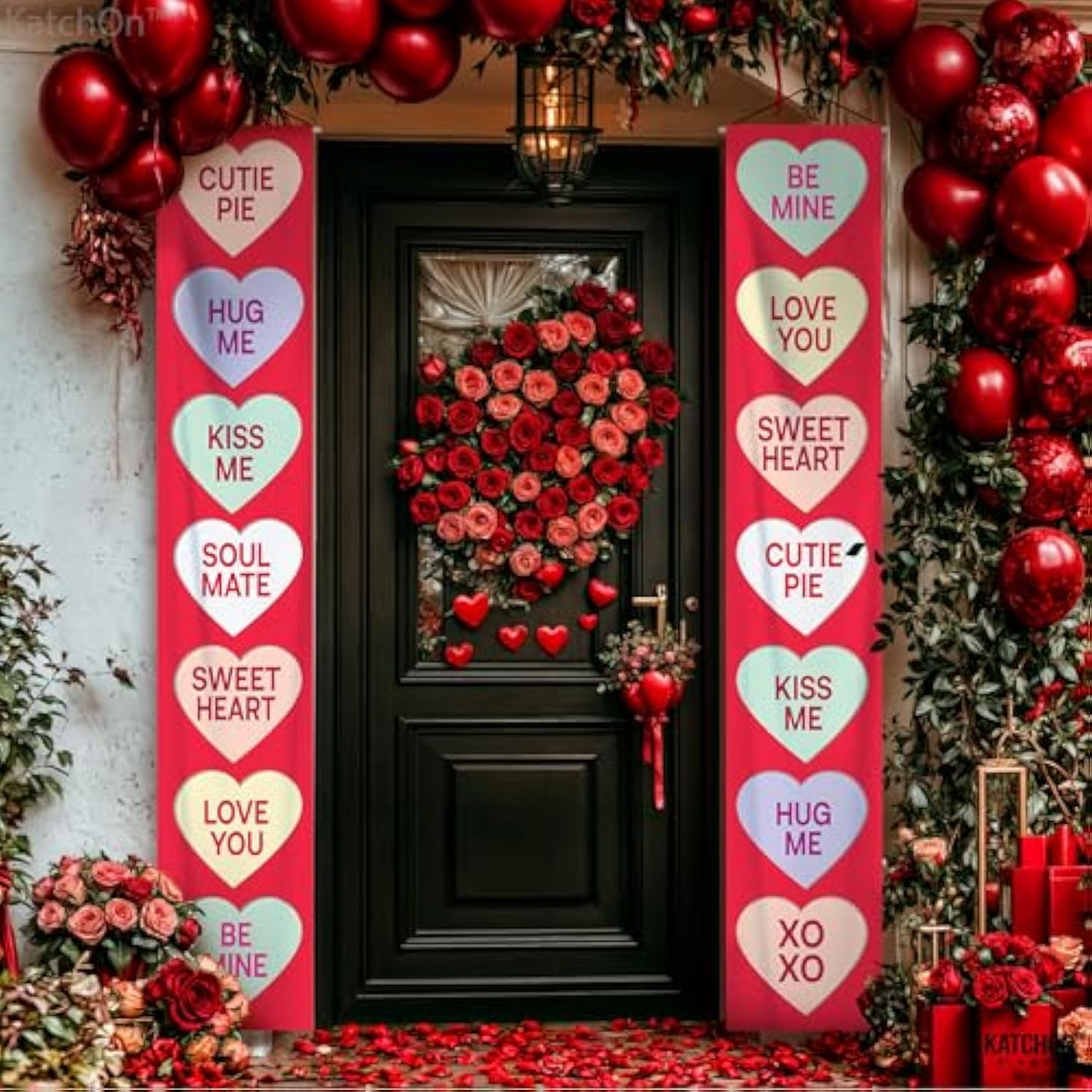 Big, Conversation Hearts Valentines Banners - 72X12 Inch | Valentines