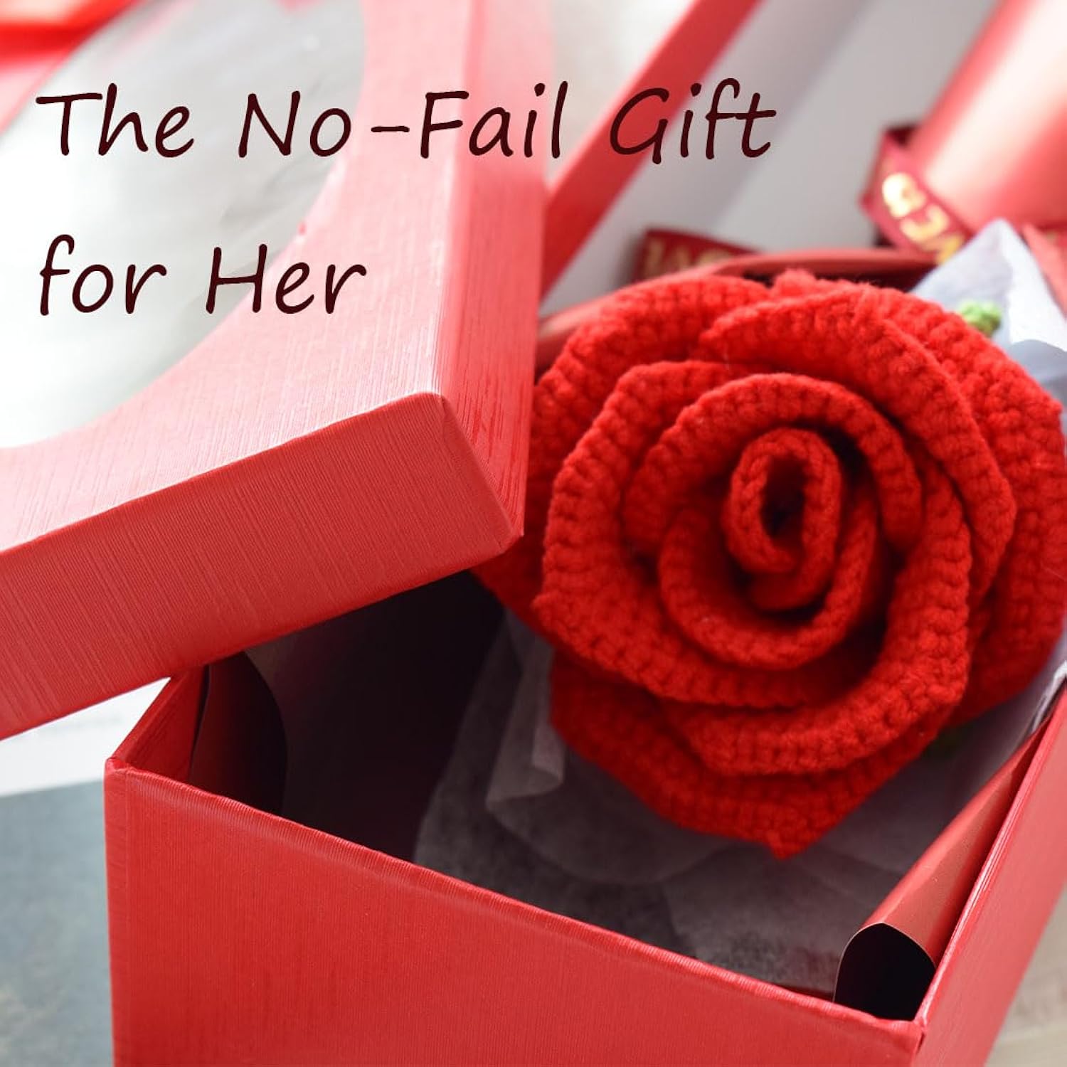Crochet Rose Flowers Bouquet,Handmade Knitted Rose Flowers,Artificial Red Rose Flower Gifts For Women Wife Girl Girlfriend Mother'S Day Birthday Home Decor
