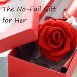 Crochet Rose Flowers Bouquet,Handmade Knitted Rose Flowers,Artificial Red Rose Flower Gifts For Women Wife Girl Girlfriend Mother'S Day Birthday Home Decor