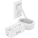 Flat Plug Power Strip 4 Outlets 3 USB Ports 1 USB C 16.5FT Extension Cord Travel Cruise Essentials White