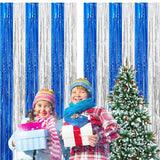 2 Pack Blue Silver Foil Fringe Curtain Tinsel Party Backdrop
