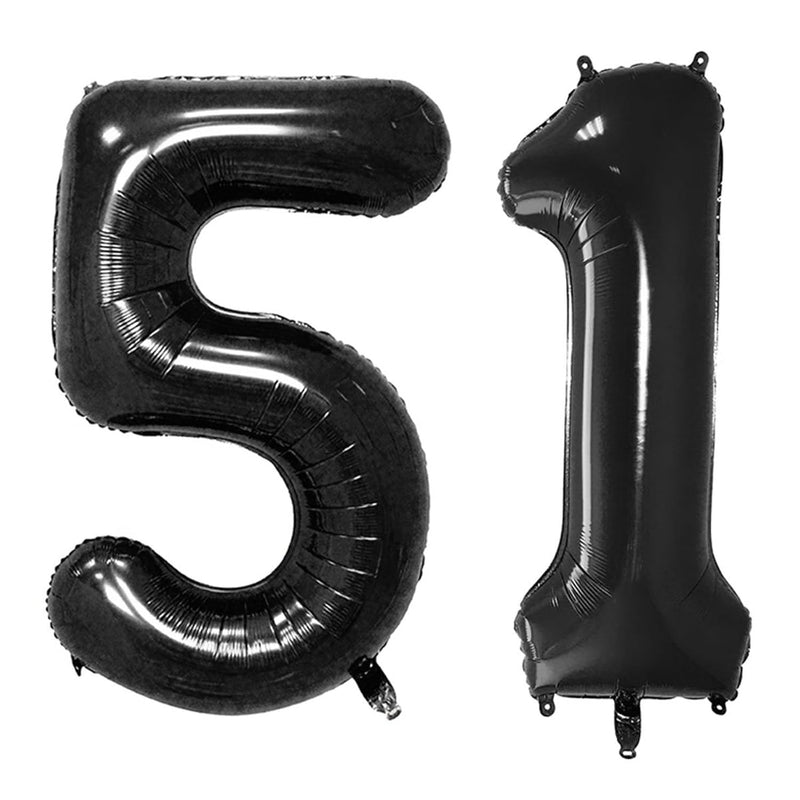 40Inch Black Foil 51 Helium Jumbo Digital Number Balloons, 51Th Birthd