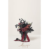 Artificial Bridesmaid Bouquets Set Of 6,Black Wedding Flower Bouquets Burgundy Floral Bouquet Gothic Bridal Bouquets With Ribbon,Ceremony,Anniversary,7-Inch Diameter