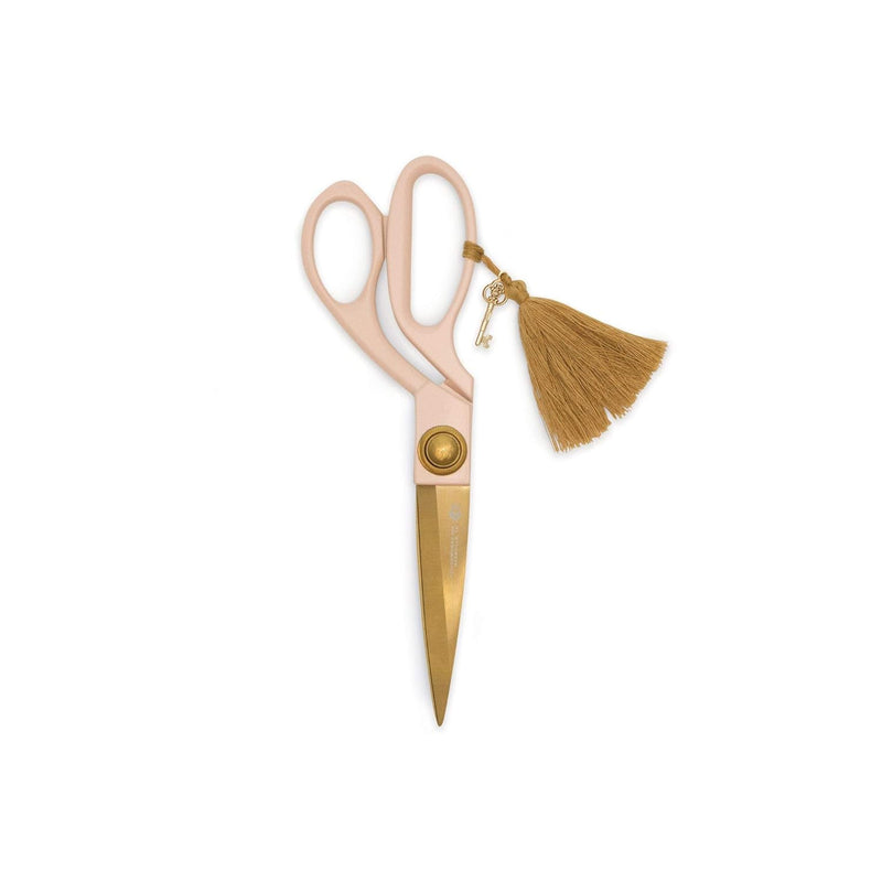 Stylish Pink And Gold 7.75" Stainless Steel Scissors With Charm And Tassel For