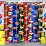 Hero Birthday Party Backdrops Decorations, 2 Pcs Red Blue Black Tinsel Foil Fringe Curtain Streamers Photo Booth Background For Hero Themed Party Decorations Supplies