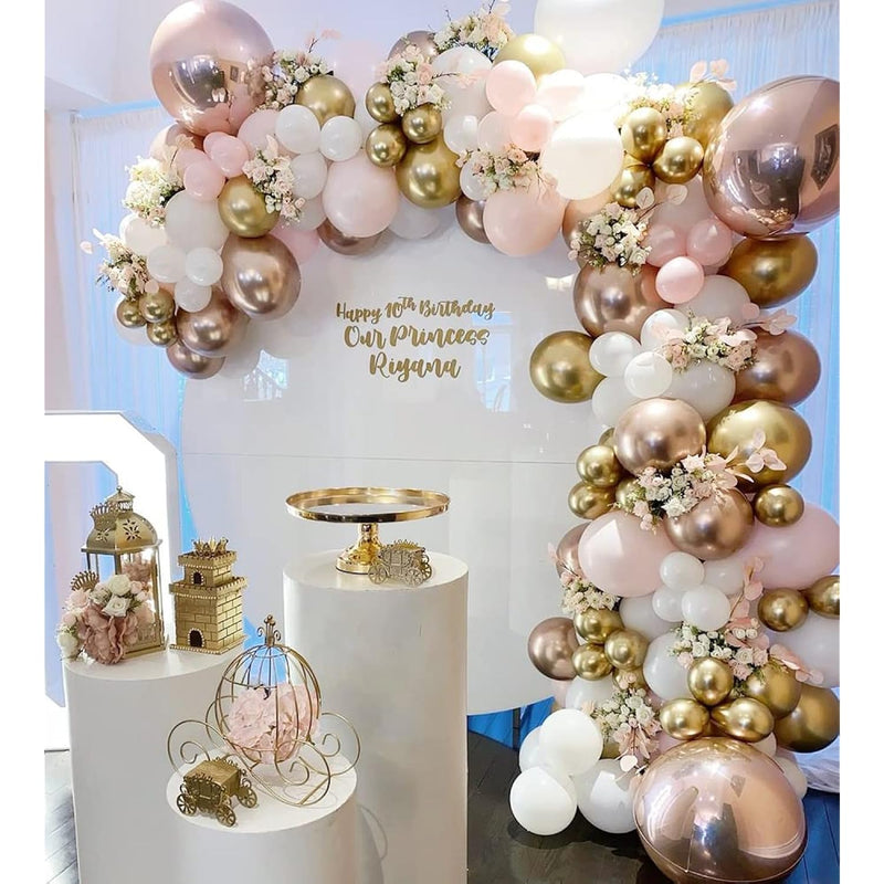 126Pcs Pink Rose Gold White Balloons Garland Arch Kit,With 18Inch 4D R