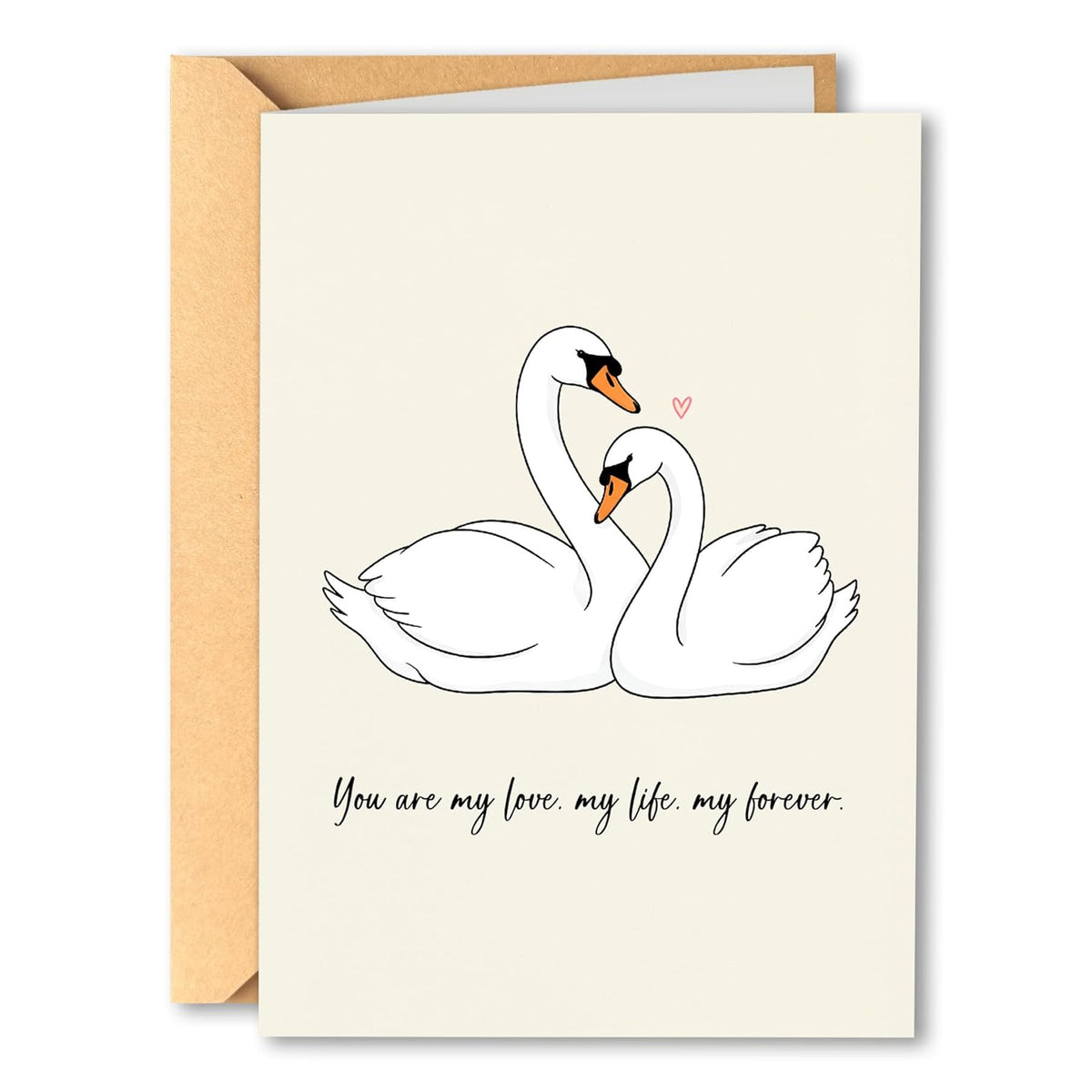 Romantic Anniversary Card For Husband Wife – "You Are My Love Life Forever" Swan Card For Couple – Sweet Wedding & Valentine'S Day Gift For Boyfriend Girlfriend – Premium 400Gsm Thick Paper With Kraft Envelope