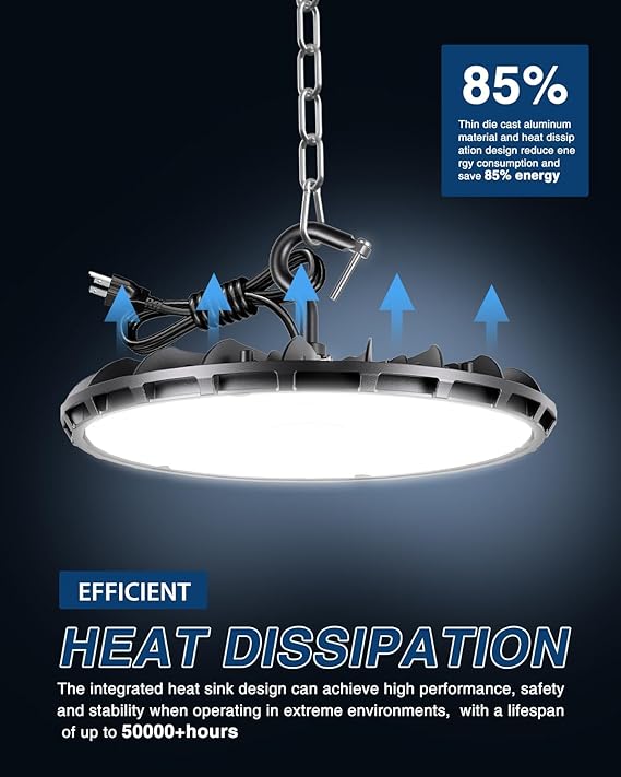 8 Pack 200W UFO LED High Bay Lights 26000LM 5000K Commercial Warehouse Shop Lights