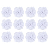12 Pc Satin Rosas Eternas Heads For Wedding Quinceanera Bouquets, Valentine'S Day Floral Arrangements, Rose Flower Corsages, Headbands, Diy Home Decor, Satin Ribbon Craft Flowers (White)