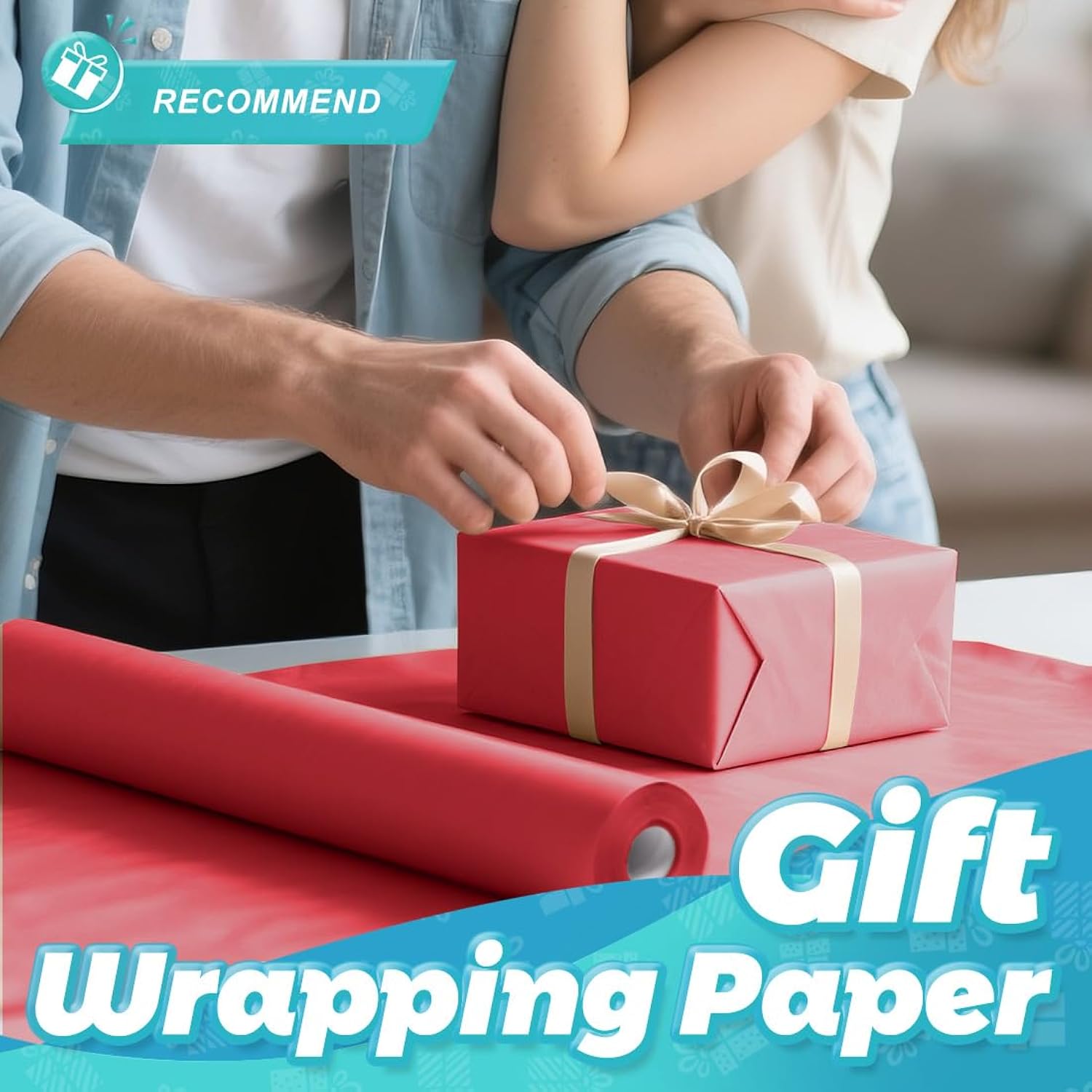 Perkhomy Red Kraft Paper Roll 17.5" X 760" (63') For Gift Wrapping Bouquet Flower Art Painting Craft Writing Packaging 80Gsm 55Lb (Red, 17.5" X 63')