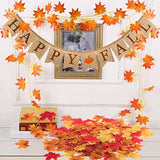 Happy Fall Pumpkin Burlap Banner with Maple Leaf Garland for Autumn & Thanksgiving Decor