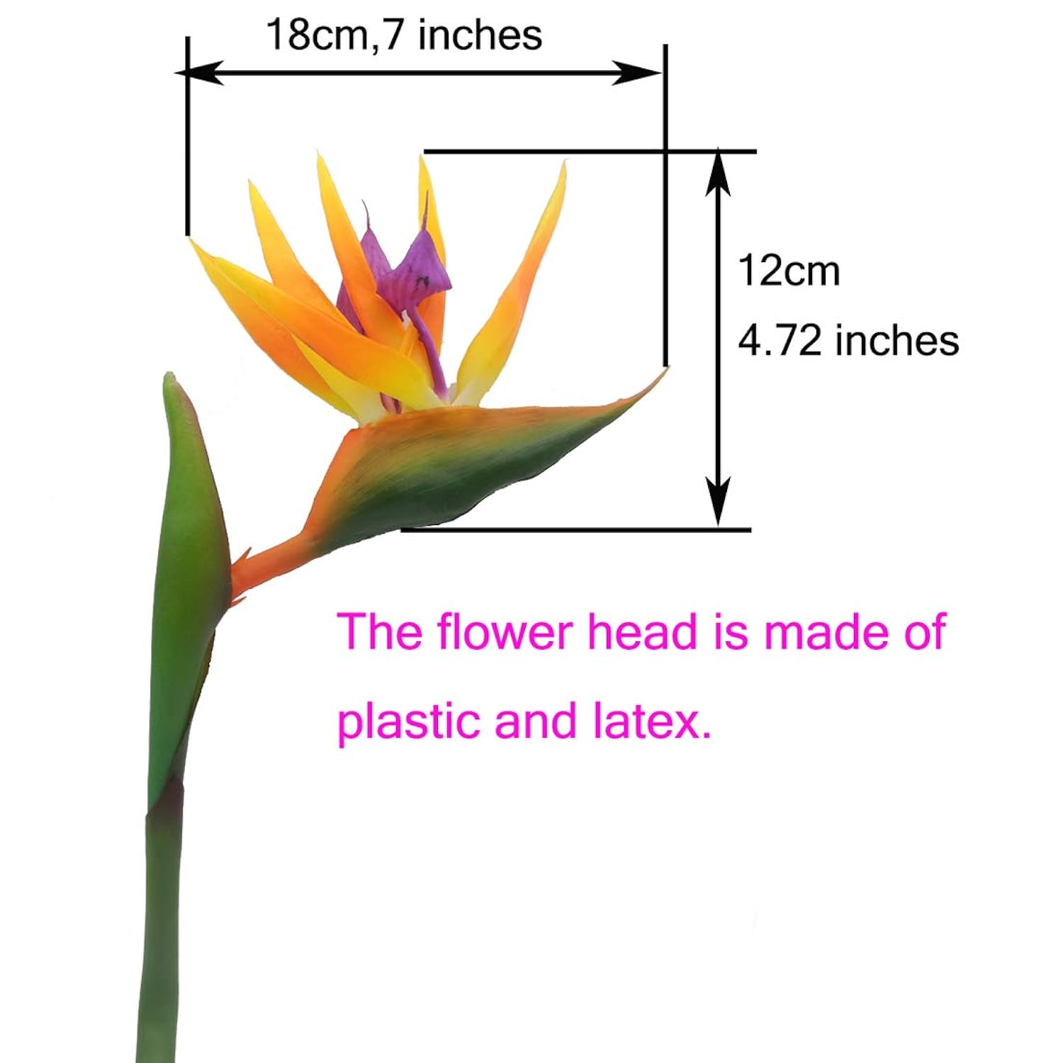 32'' Real Touch Bird Of Paradise Artificial Flowers Bouquet For Home Garden Decoration/Wedding Party Decor Orange (Package Quantity: 5 Stems)