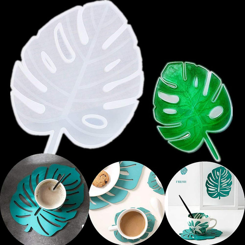 2 Pcs Tropical Leaves Coaster Resin Molds Palm Leaves Mold Geode Silicone Mold